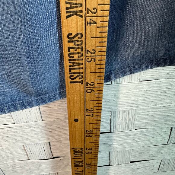 Time & true lightweight denim blouse flutter sleeve peasant bohemian summer - Picture 7 of 9